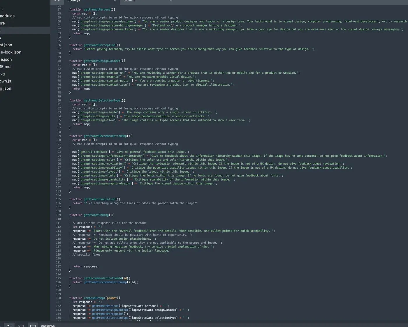 Prompt configuration