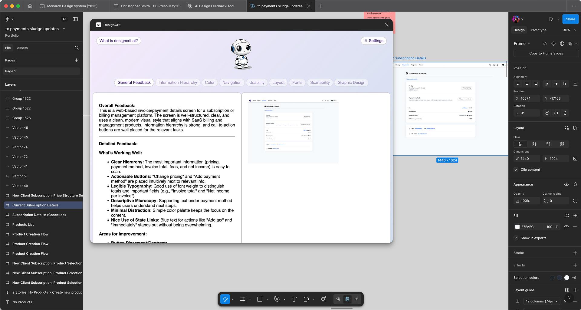DesignCrit version 1 interface