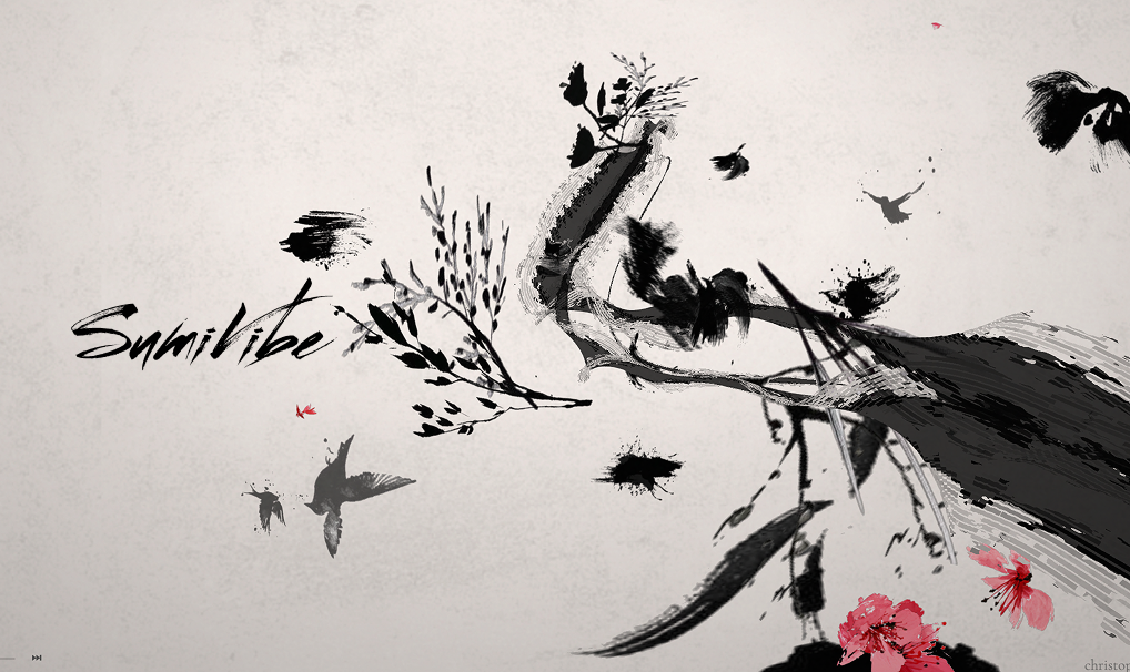 SumiVibe generative ink art experience with flowing brushstrokes and botanical motifs