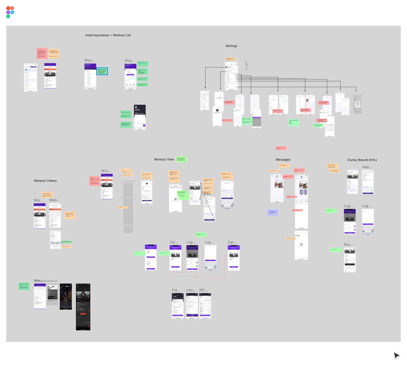 Design process Figma screenshot for TrueCoach app